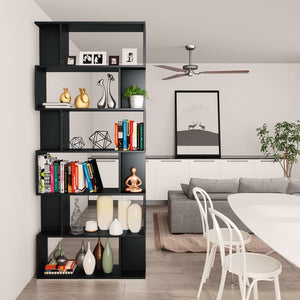 Libreria/Divisorio Nero 80x24x192 cm in Legno Multistrato 800091