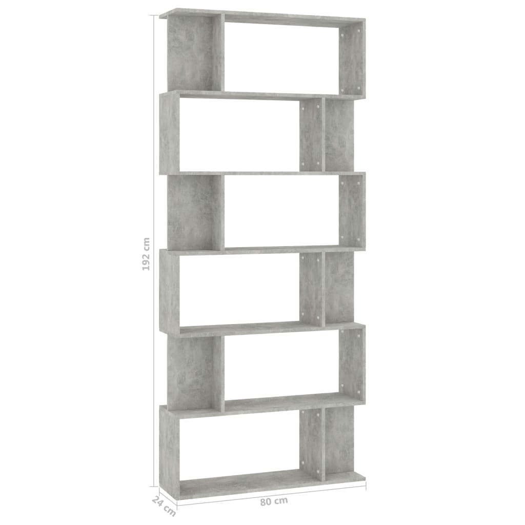 Libreria/Divisorio Grigio Cemento 80x24x192cm Legno Multistrato 800094