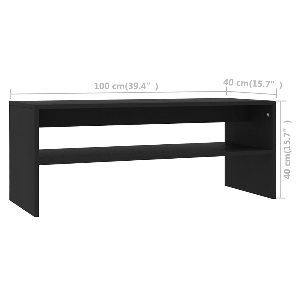 Tavolino da Salotto Nero 100x40x40 cm in Legno Multistrato 800127