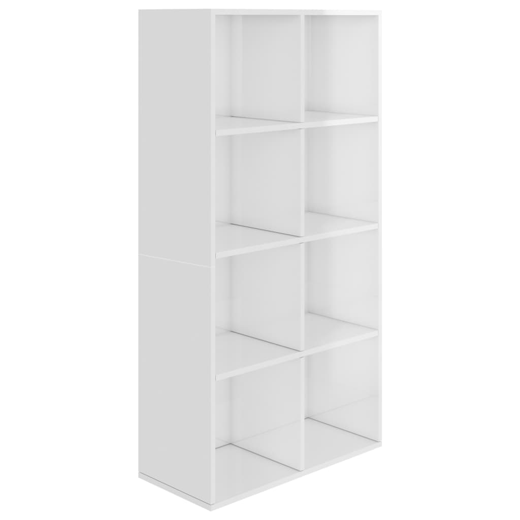 Libreria/Credenza Bianco Lucido 66x30x130 cm Legno Multistrato 800159