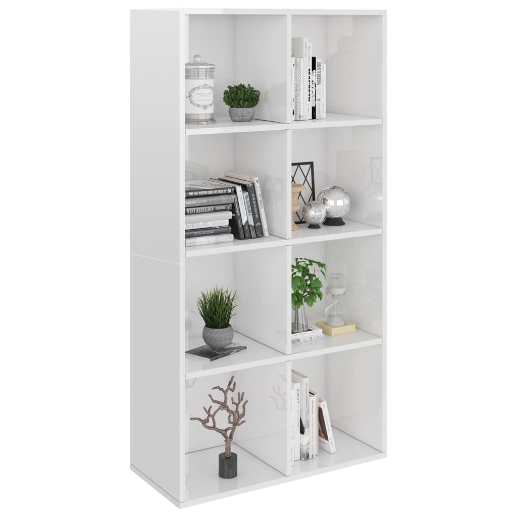 Libreria/Credenza Bianco Lucido 66x30x130 cm Legno Multistrato 800159