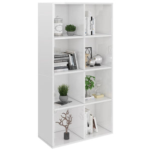 Libreria/Credenza Bianco Lucido 66x30x130 cm Legno Multistrato 800159