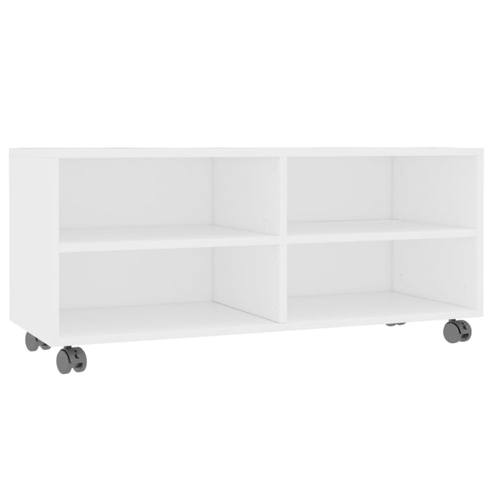 Mobile TV con Ruote-Credenza TV-Console TV Bianco 90x35x35 cm in Legno Multistrato