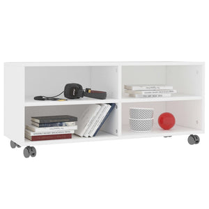 Mobile TV con Ruote-Credenza TV-Console TV Bianco 90x35x35 cm in Legno Multistrato