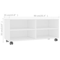Mobile TV con Ruote-Credenza TV-Console TV Bianco 90x35x35 cm in Legno Multistrato