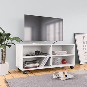 Mobile TV con Ruote-Credenza TV-Console TV Bianco 90x35x35 cm in Legno Multistrato