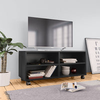 Mobile TV con Ruote-Credenza TV-Console TV Nero 90x35x35 cm in Legno Multistrato