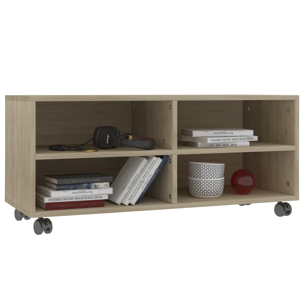 Mobile TV con Ruote-Credenza TV-Console TV Rovere Sonoma 90x35x35 cm Legno Multistrato