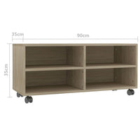 Mobile TV con Ruote-Credenza TV-Console TV Rovere Sonoma 90x35x35 cm Legno Multistrato