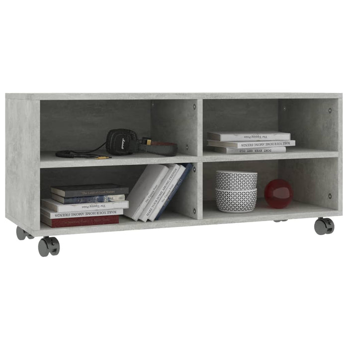 Mobile TV con Ruote-Credenza TV-Console TV Grigio Cemento 90x35x35 cm in Multistrato