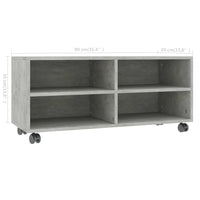 Mobile TV con Ruote-Credenza TV-Console TV Grigio Cemento 90x35x35 cm in Multistrato