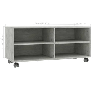 Mobile TV con Ruote-Credenza TV-Console TV Grigio Cemento 90x35x35 cm in Multistrato