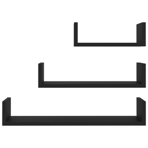 Mensole a Muro 3 pz Nero in Legno Multistrato 800199