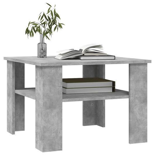 Tavolino da Salotto-Tavolino da soggiorno Grigio Cemento 60x60x42cm Legno Multistrato