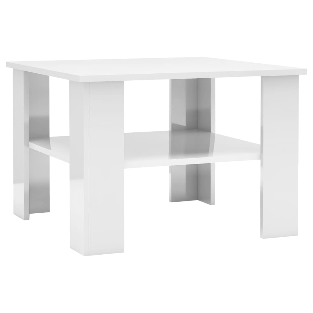 Tavolino da Salotto Bianco Lucido 60x60x42 cm Legno Multistrato 800213
