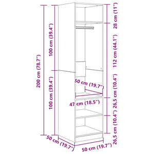 Armadio Bianco 50x50x200 cm in Legno Multistrato