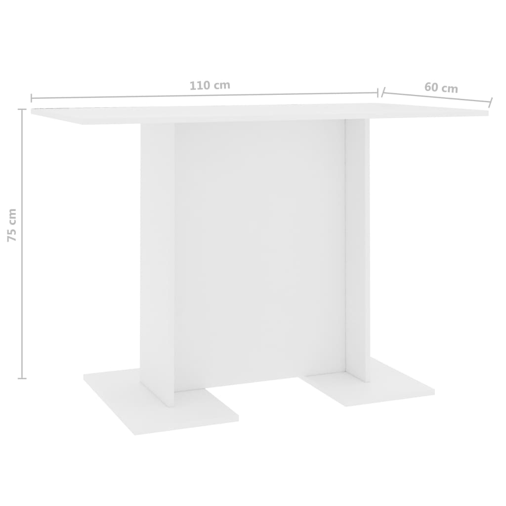 Tavolo da Pranzo Bianco 110x60x75 cm in Legno Multistrato 800243
