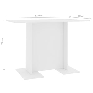 Tavolo da Pranzo Bianco 110x60x75 cm in Legno Multistrato 800243