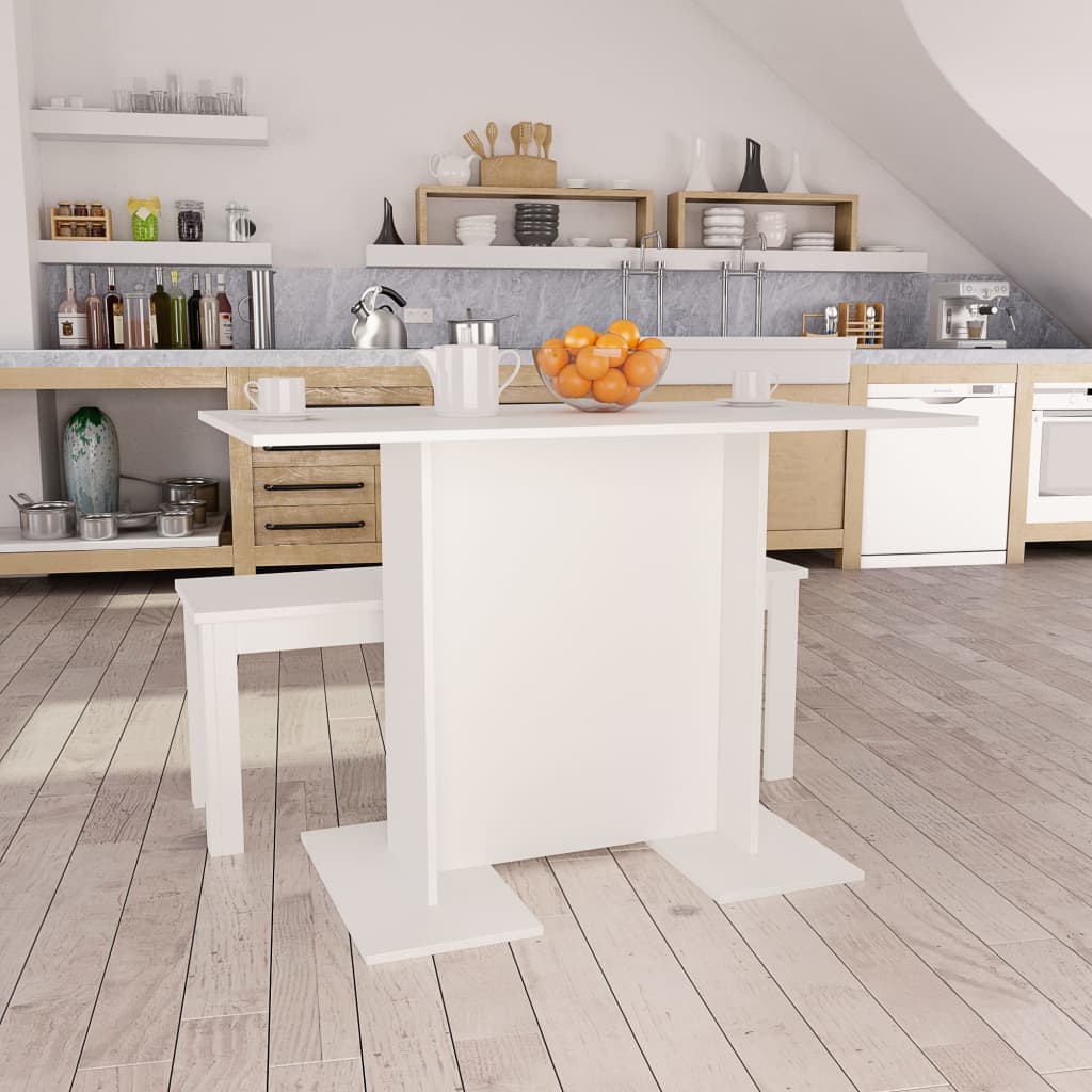 Tavolo da Pranzo Bianco 110x60x75 cm in Legno Multistrato 800243
