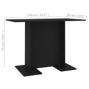 Tavolo da Pranzo Nero 110x60x75 cm in Legno Multistrato 800244