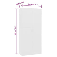 Scarpiera Bianca 80x35,5x180 cm in Legno Multistrato 800288