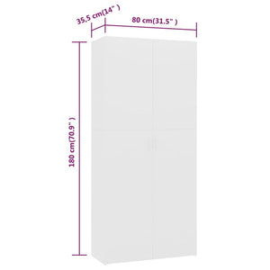 Scarpiera Bianca 80x35,5x180 cm in Legno Multistrato 800288
