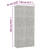 Scarpiera Grigio Cemento 80x35,5x180 cm in Truciolato cod mxl 52519