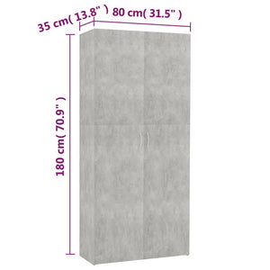 Scarpiera Grigio Cemento 80x35,5x180 cm in Truciolato cod mxl 52519