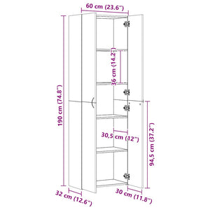 Armadio per Ufficio Bianco 60x32x190 cm in Legno Multistrato 800297