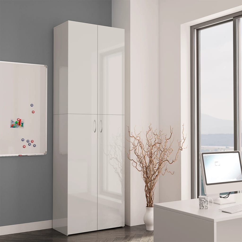 Armadio per Ufficio Bianco Lucido 60x32x190cm Legno Multistrato 800303