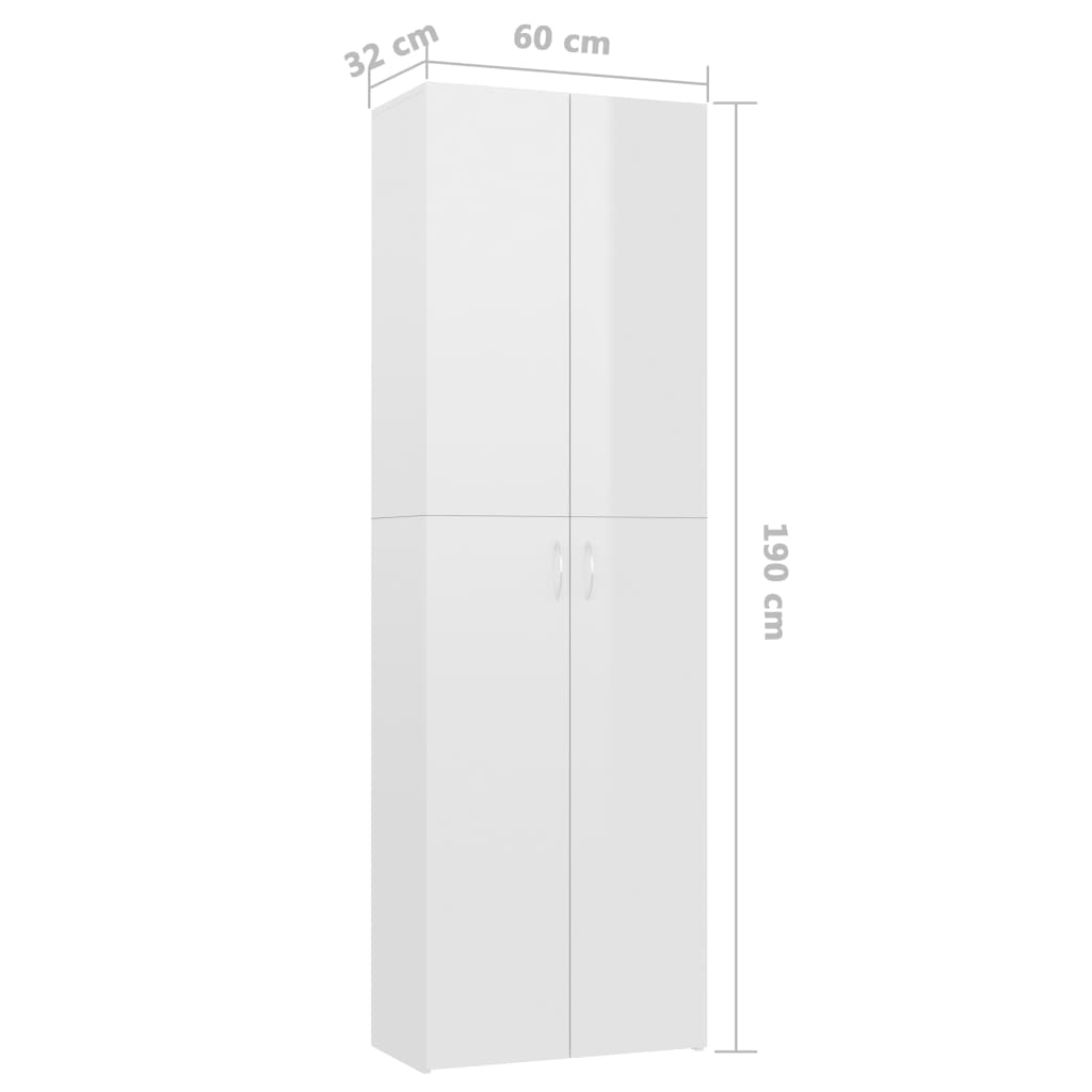 Armadio per Ufficio Bianco Lucido 60x32x190cm Legno Multistrato 800303