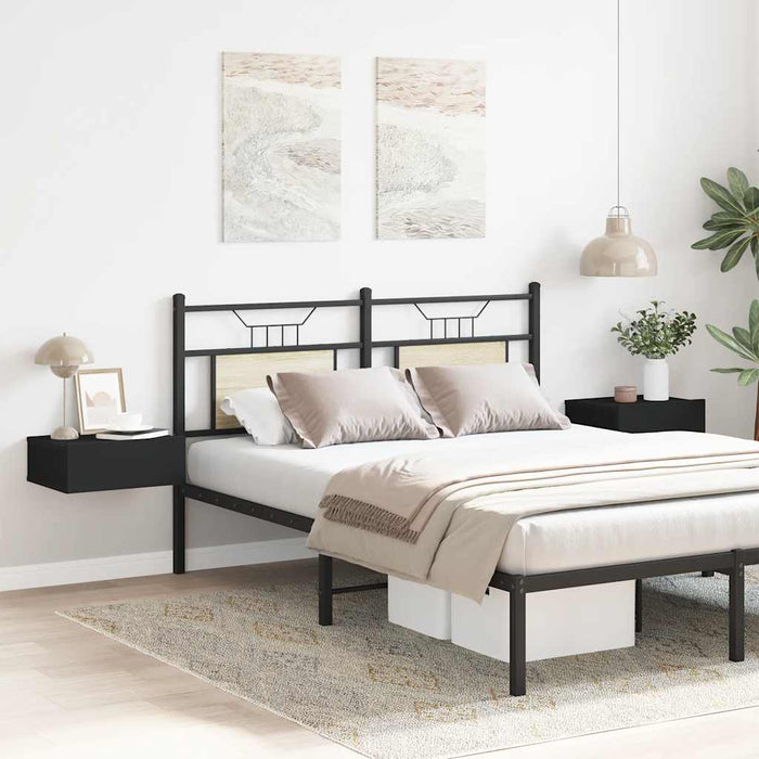 Comodini Pensili 2 pz-Set di 2 Tavolino da notte Neri 40x30x15 cm in Legno Multistrato