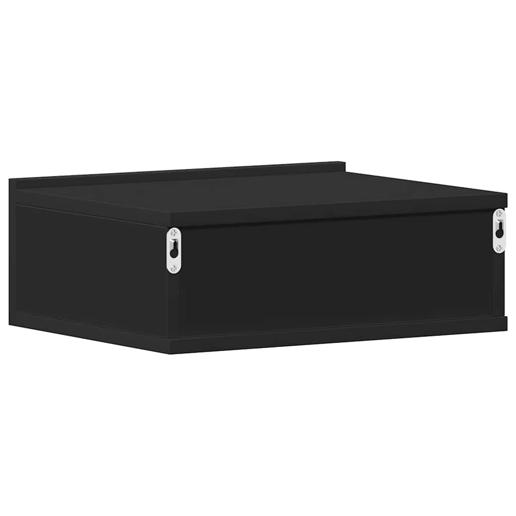 Comodini Pensili 2pz Neri 40x30x15 cm in Legno Multistrato 800309