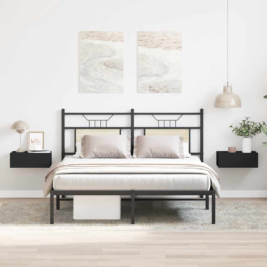 Comodini Pensili 2pz Neri 40x30x15 cm in Legno Multistrato 800309