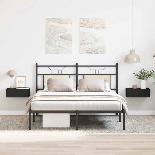 Comodini Pensili 2pz Neri 40x30x15 cm in Legno Multistrato 800309