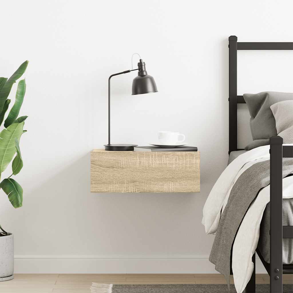 Comodino-Tavolino da notte Pensile Rovere Sonoma 40x30x15 cm in Legno Multistrato