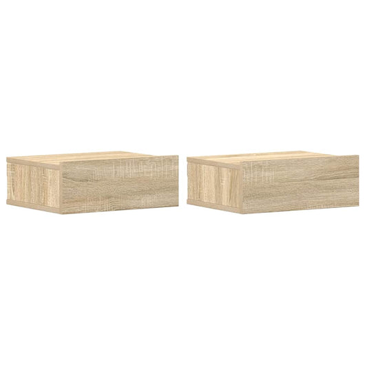 Comodini Pensili 2pz-Set di 2 Tavolino da notte Rovere Sonoma 40x30x15cm Legno Multistrato