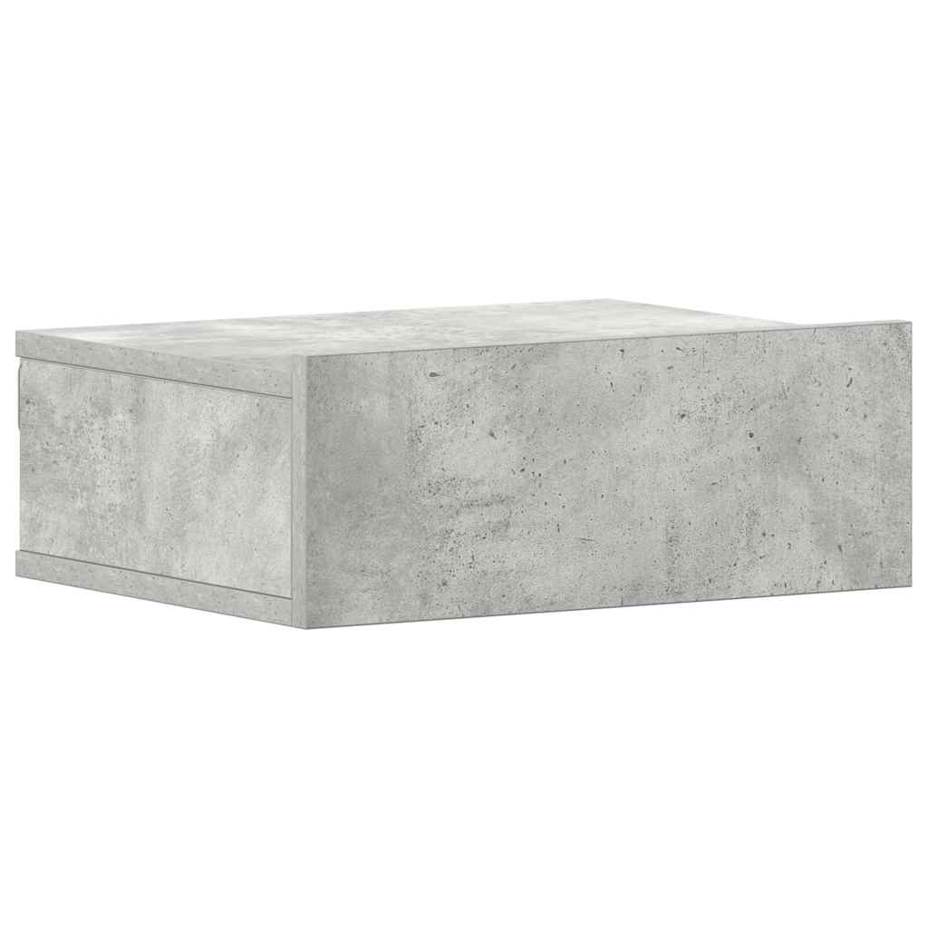Comodino Pensile Grigio Cemento 40x30x15cm in Legno Multistrato 800314