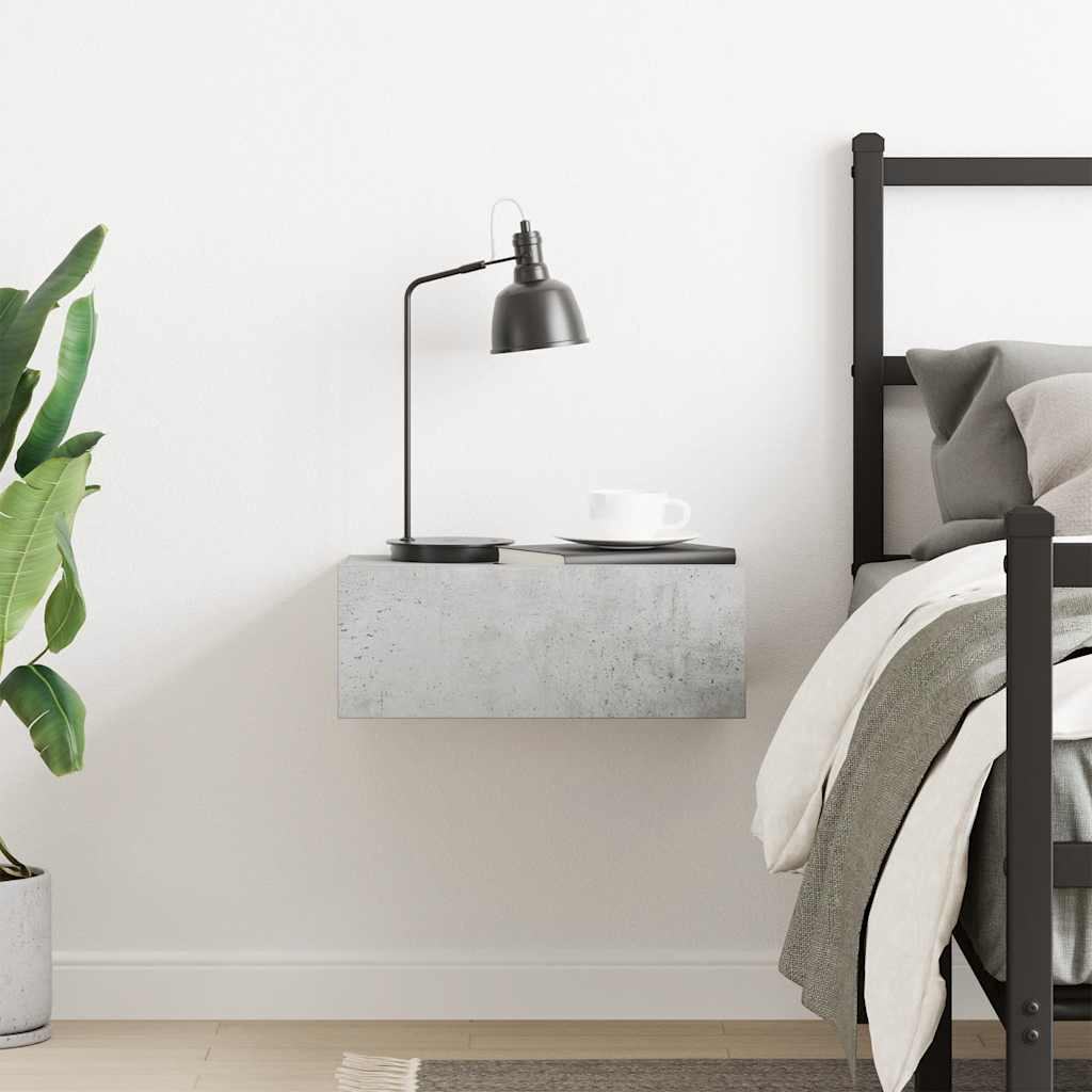 Comodino Pensile Grigio Cemento 40x30x15 cm Truciolato cod mxl 31087