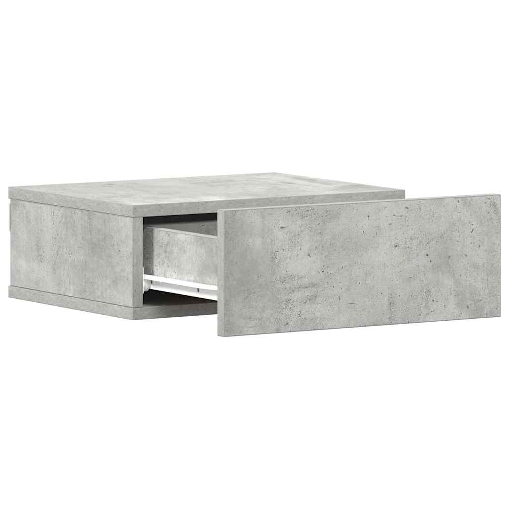 Comodino Pensile Grigio Cemento 40x30x15cm in Legno Multistrato 800314