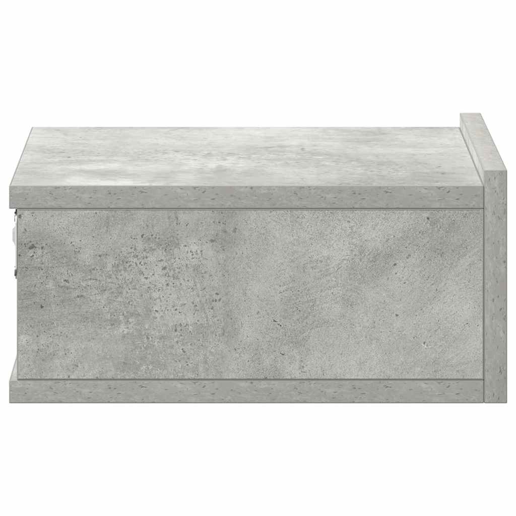 Comodino Pensile Grigio Cemento 40x30x15cm in Legno Multistrato 800314
