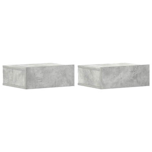 Comodini Pensili 2pz-Set di 2 Tavolino da notte Grigio Cemento 40x30x15 Legno Multistrato