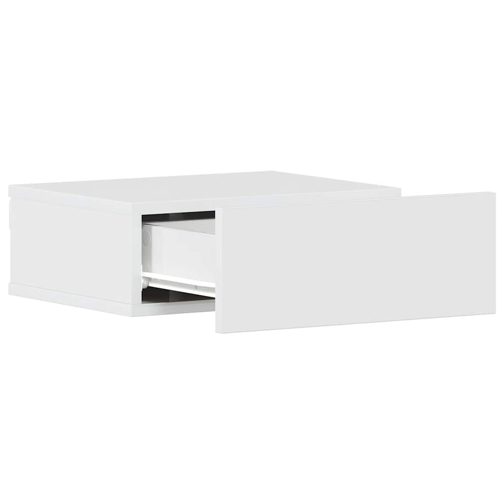 Comodini Pensili 2 pz-Set di 2 Tavolino da notte Bianco Lucido 40x30x15cm Legno Multistrato