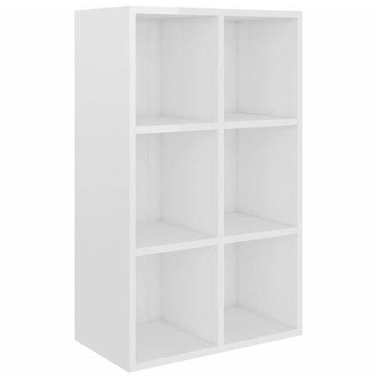Libreria/Credenza Bianco Lucido 66x30x98 cm Legno Multistrato 800348