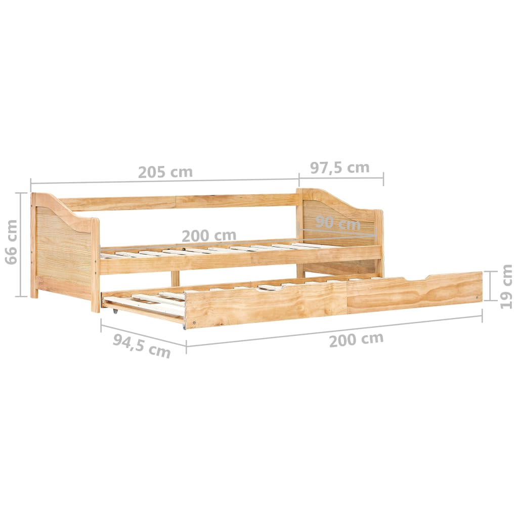 Divano Letto a Scomparsa in Legno di Pino 90x200 cm cod mxl 64109