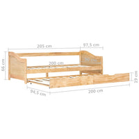 Divano Letto a Scomparsa in Legno di Pino 90x200 cm cod mxl 64109