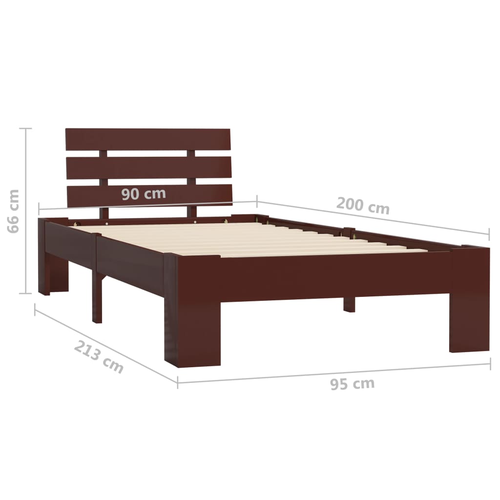 Giroletto senza Materasso-Struttura Letto Marrone Scuro 90x200 cm Legno Pino 425179
