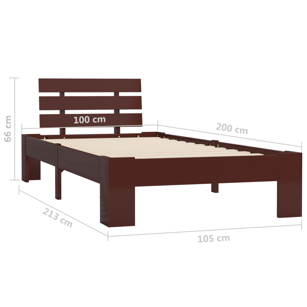 Giroletto senza Materasso-Struttura Letto Marrone Scuro 100x200 cm Legno Pino 187335