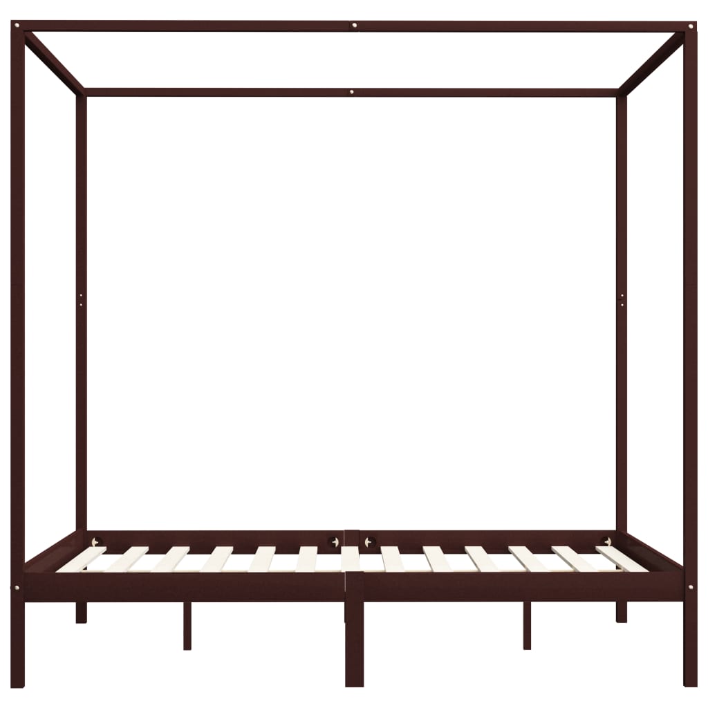 Giroletto a Baldacchino Marrone Scuro Massello Pino 180x200 cm 283273