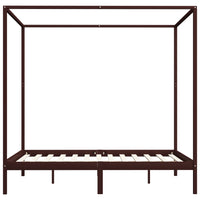 Giroletto a Baldacchino Marrone Scuro Massello Pino 180x200 cm 283273